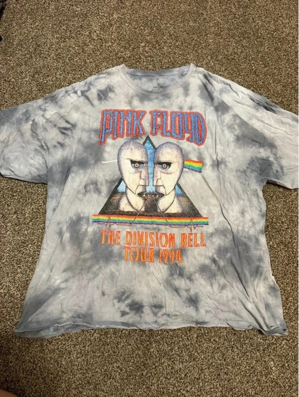 Pink Floyd The Division Bell Tour 1994 Gray Tie Dye Graphic T-Shirt 3XL